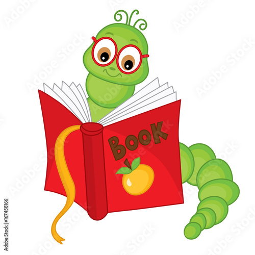 Vector Cute Carton Bookworm in Glasses 