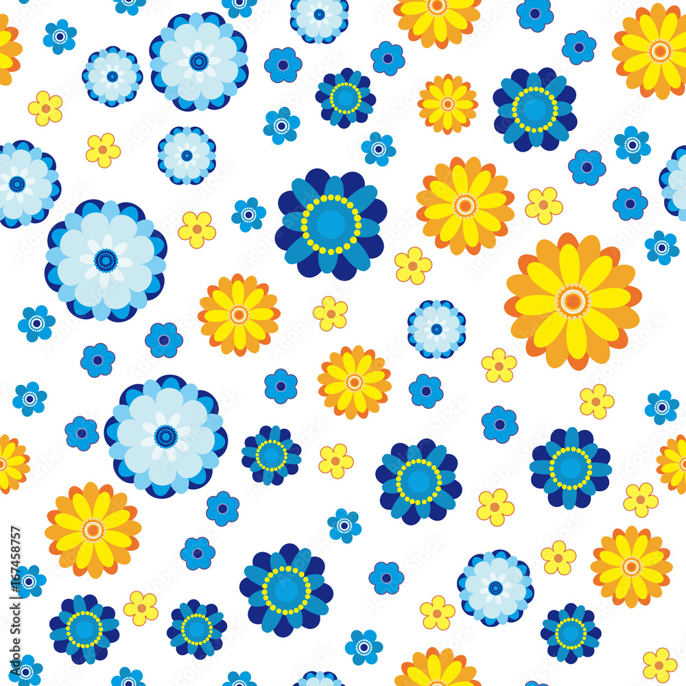 Floral pattern made in flowers on a white background, seamless illustration. Floral pattern made in flowers on a white background, seamless illustration.