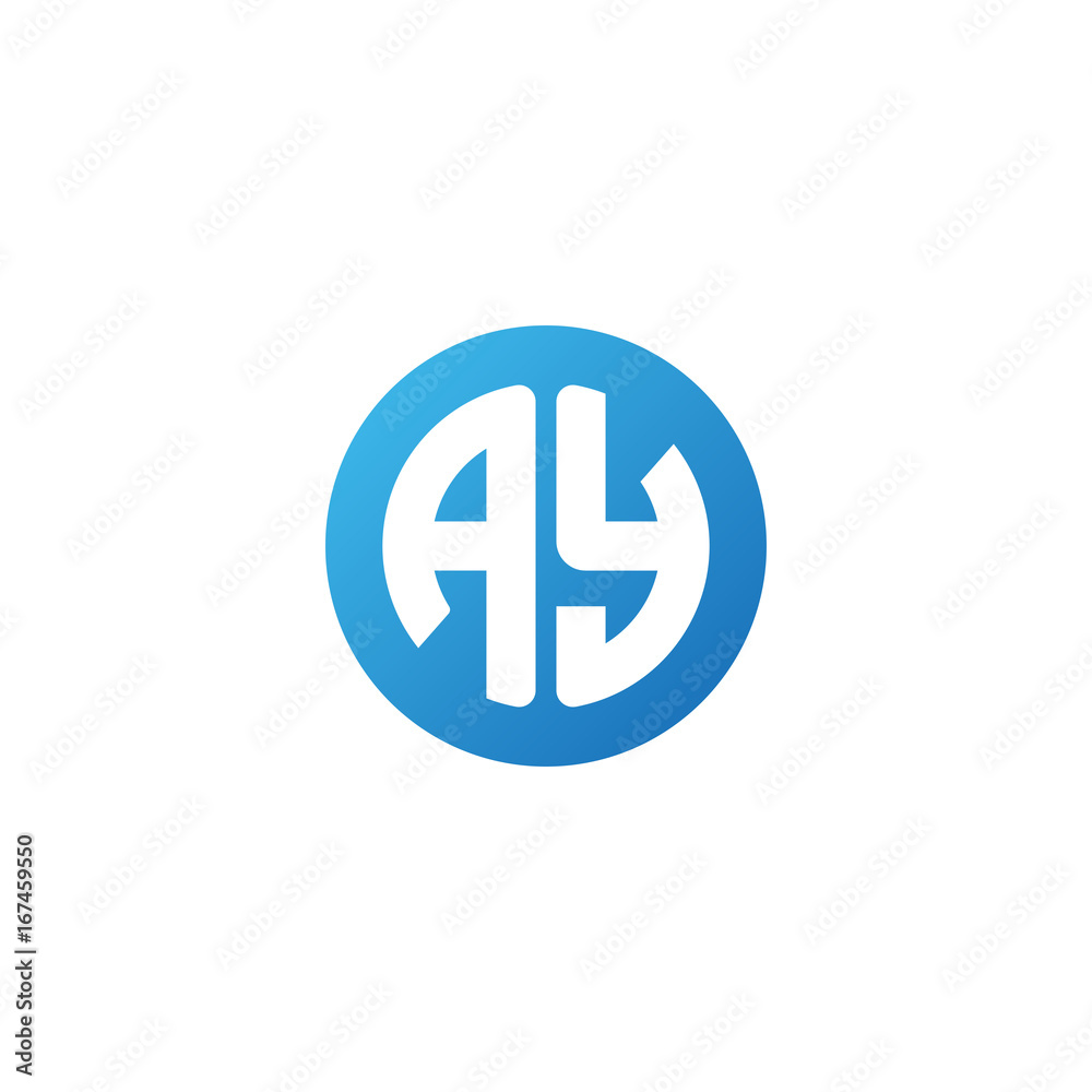 Initial letter AY, rounded letter circle logo, modern gradient blue color
Initial letter AY, rounded letter circle logo, modern gradient blue color