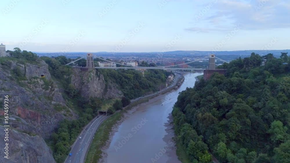 High Level Aerial View of Bristol and Clifton with a Suspension Bridge over the River Avon High Level Aerial View of Bristol and Clifton with a Suspension Bridge over the River Avon