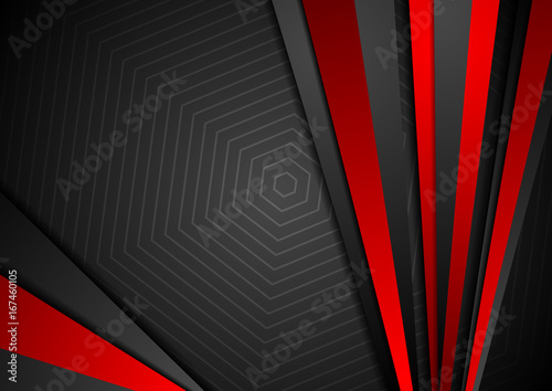 Tech black background with contrast red stripes