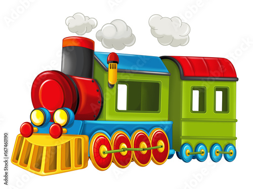 Cartoon funny looking steam train - isolated - illustration for children
