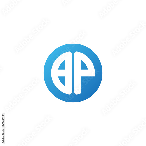 Initial letter BP  rounded letter circle logo  modern gradient blue color      