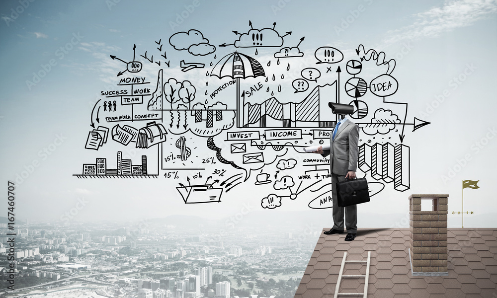 Concept of home security and privacy protection with camera head