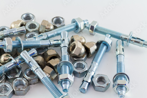Nuts And Bolts Isolated on White Background