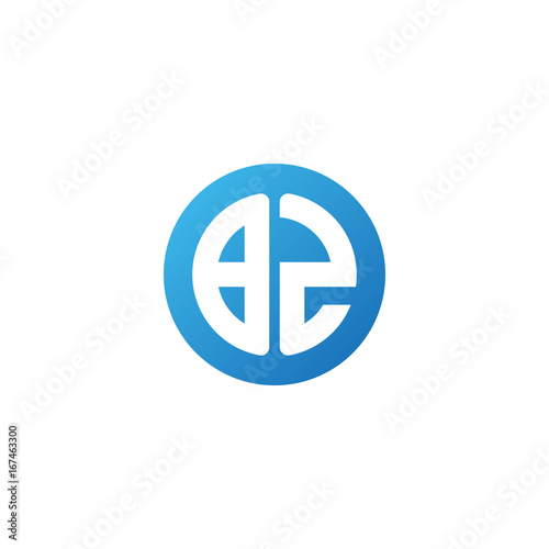 Initial letter BZ, rounded letter circle logo, modern gradient blue color 