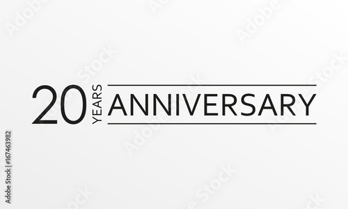 20 years anniversary emblem. Anniversary icon or label. 20 years celebration and congratulation design element. Vector illustration.