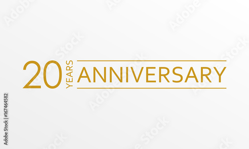 20 years anniversary emblem. Anniversary icon or label. 20 years celebration and congratulation design element. Vector illustration.