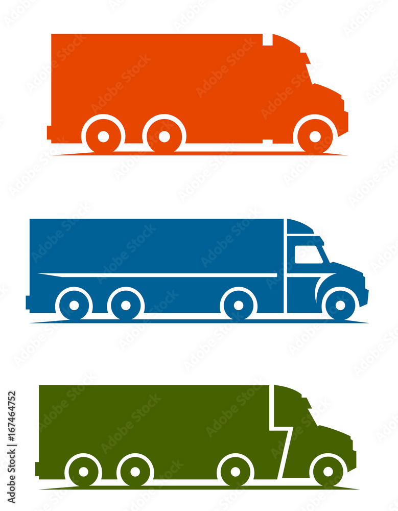 Truck set on a white background