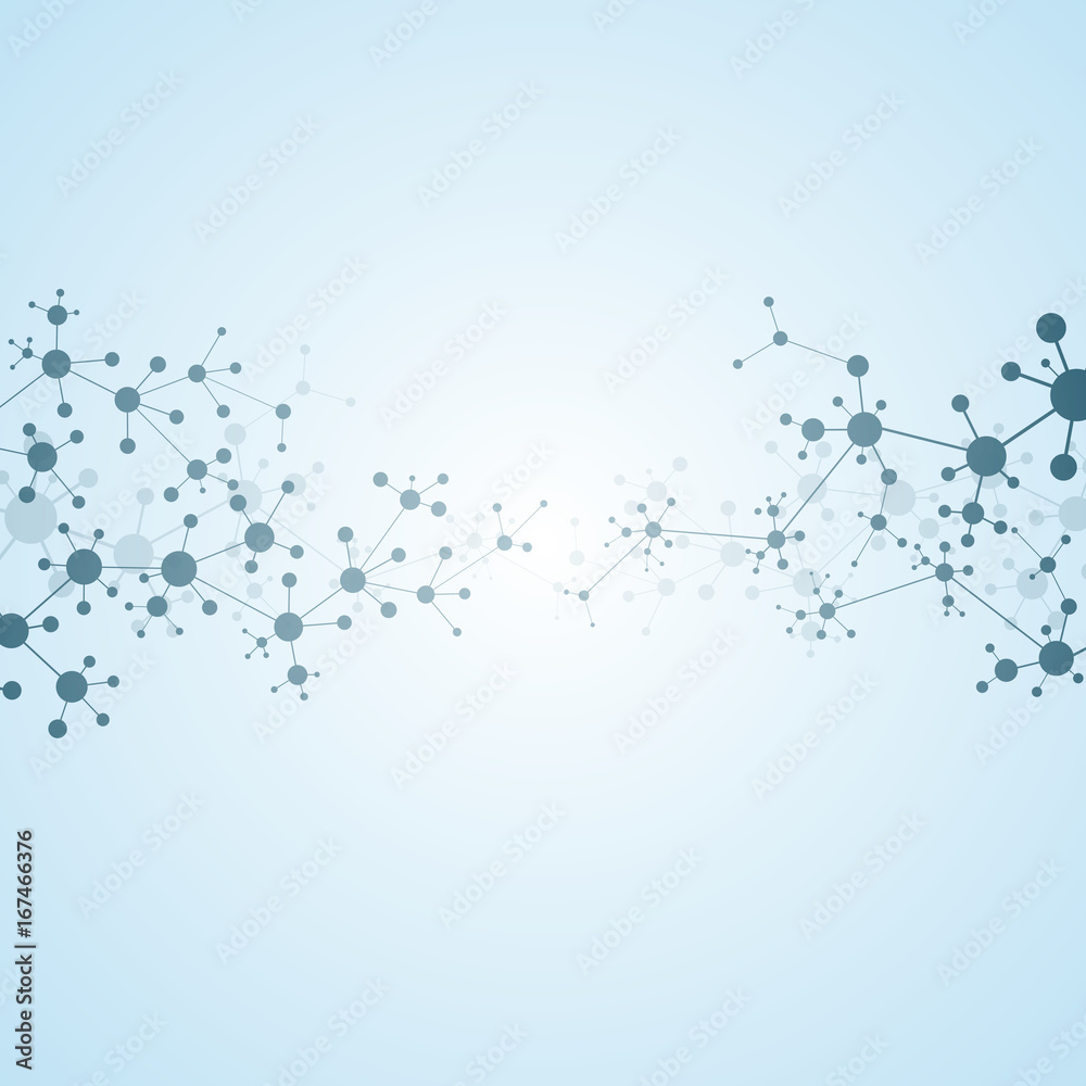 Fototapeta premium Molecule structure dna and neurons, connected lines with dots, genetic and chemical compounds, illustration.
