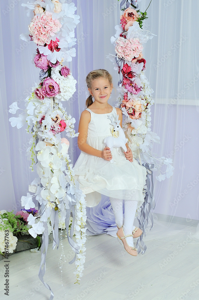 Fototapeta premium A 7 year old blonde child i