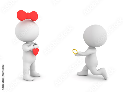 Tableau sur toile 3D Character proposing to his fiance with gold engagement ring