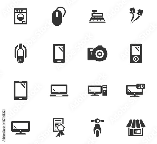 Supermarket electronic icons set