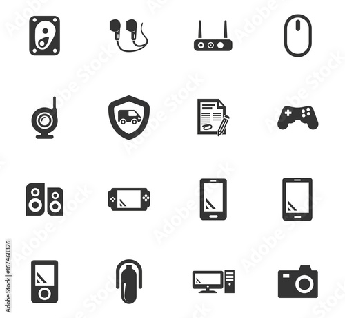 Supermarket electronic icons set
