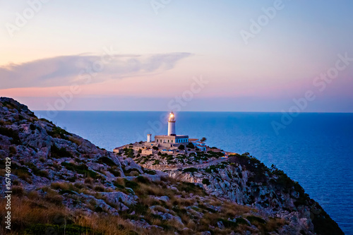 Lighthouse at Cape Formentor in the Coast of North Mallorca, Spain ( Balearic Islands ). photo