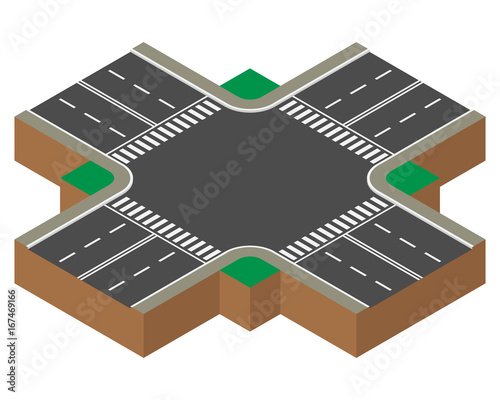 Road element. Intersection. Isometric.