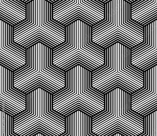 Vector seamless pattern. Modern stylish texture. Monochrome geometric pattern with hexagonal tiles.