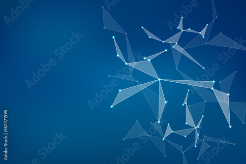 Structure of molecular particles and atom, polygonal abstract background, technology and science concept, illustration.