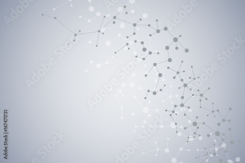 Molecule structure dna and neurons, connected lines with dots, genetic and chemical compounds, illustration.