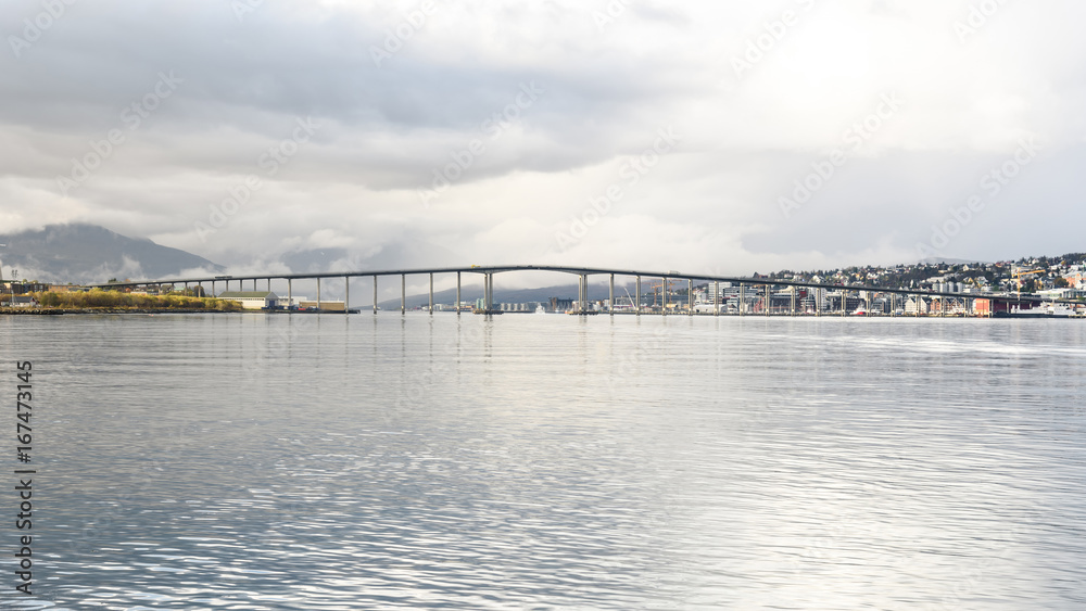 view of bridge in Tromso city, Norway