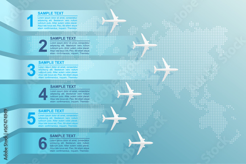 infographic airplane and world map. vector illustration photo