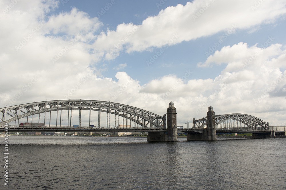 Bolsheokhtinsky bridge in the afternoon Saint Petersburg