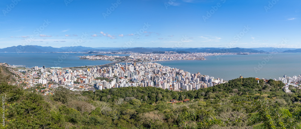 Panoramic Aerial view of Dowtown Florianopolis City - Florianopolis, Santa Catarina, Brazia