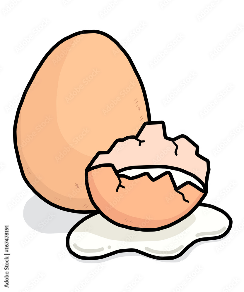 cracked egg / cartoon vector and illustration, hand drawn style