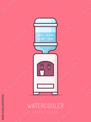 Watercooler vector illustration in modern simple line art style