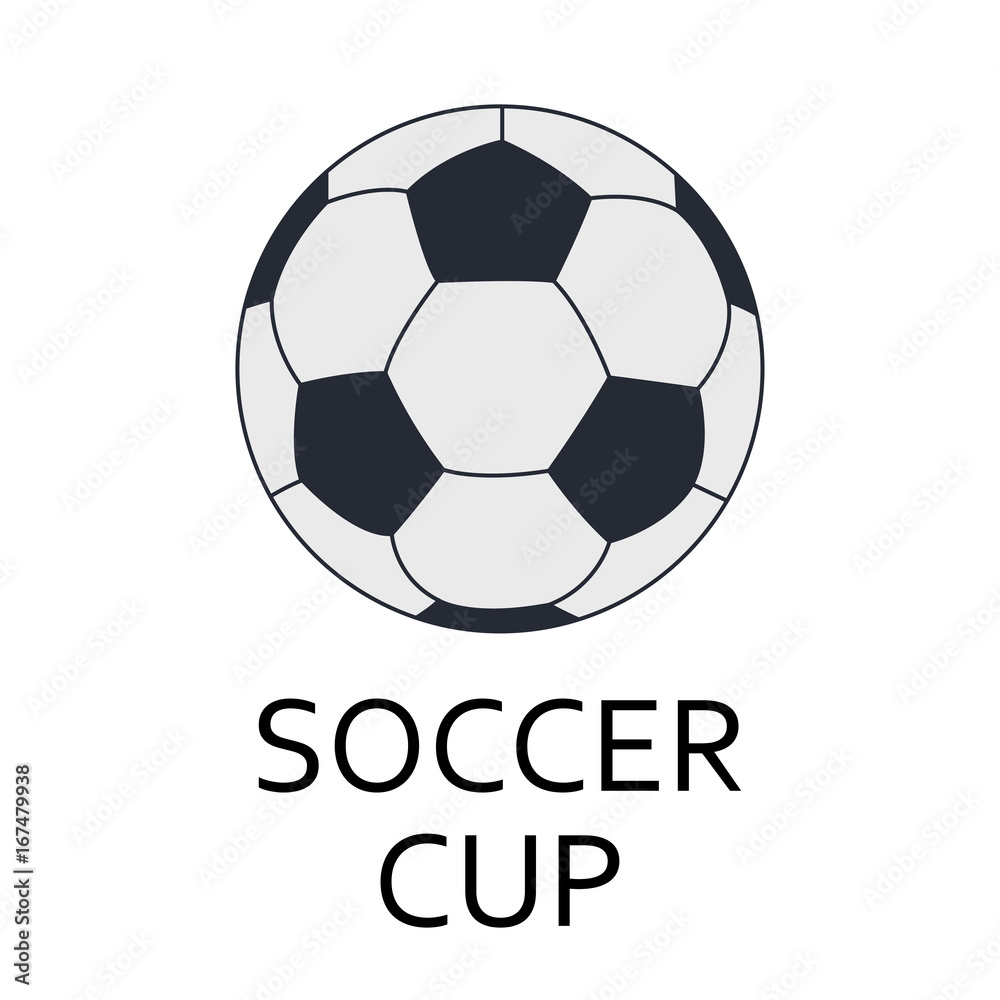 Soccer or football ball icon with soccer cup emblem isolated on white background. Vector illustration. Soccer or football ball icon with soccer cup emblem isolated on white background. Vector illustration.