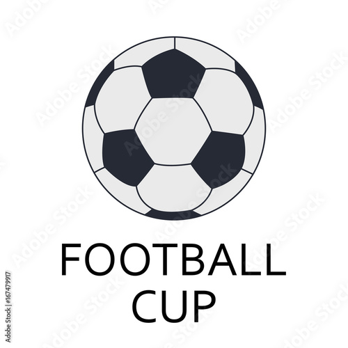Football or soccer ball icon with football cup emblem isolated on white background. Vector illustration.