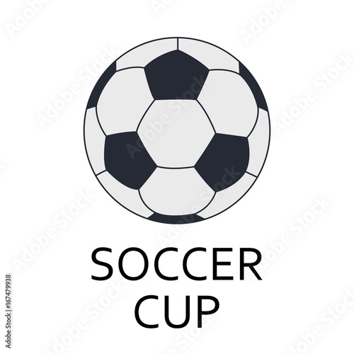 Soccer or football ball icon with soccer cup emblem isolated on white background. Vector illustration.