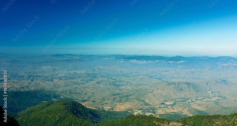 Panoramic mountain viewpoint of Kew Mae Pan scenery at Doi Inthanon national park , Chiang Mai , Thailand