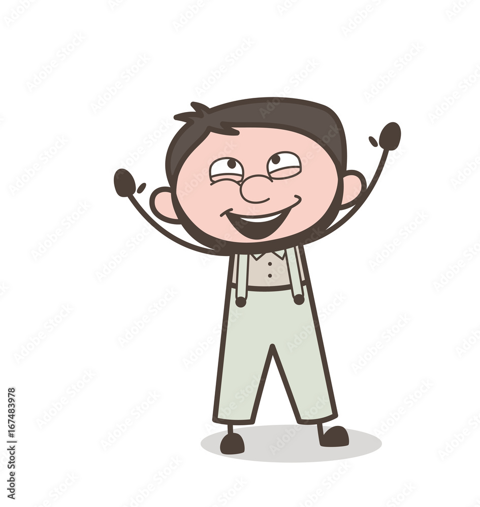 Cartoon Joyful Adult Man Face Vector Illustration Cartoon Joyful Adult Man Face Vector Illustration