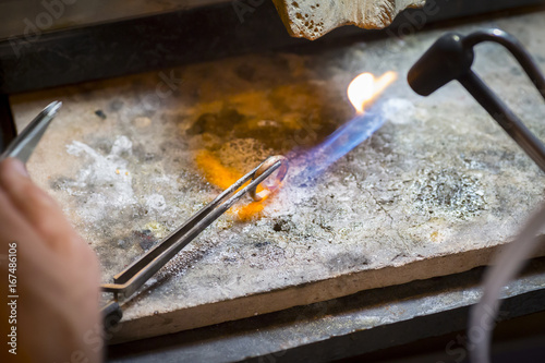 Hand-made wedding ring by goldsmith craftsman