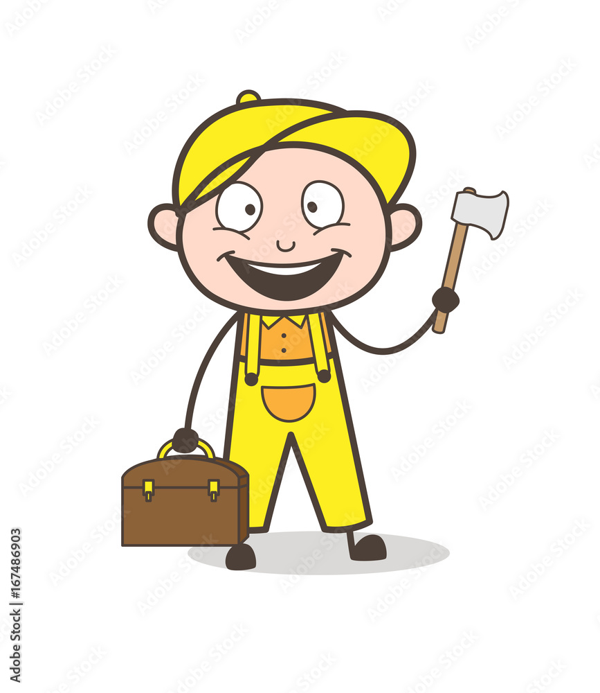 Cartoon Lumberjack with Axe Tool Vector Illustration Cartoon Lumberjack with Axe Tool Vector Illustration