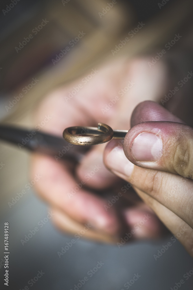 Hand-made wedding ring by goldsmith craftsman Hand-made wedding ring by goldsmith craftsman