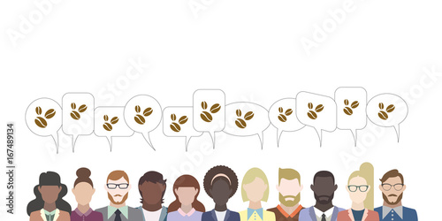 Leute mit Sprechblasen - Kaffeebohnen