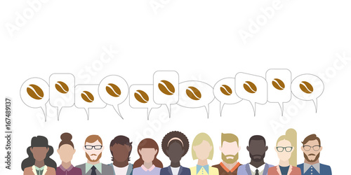 Leute mit Sprechblasen - Kaffeebohne