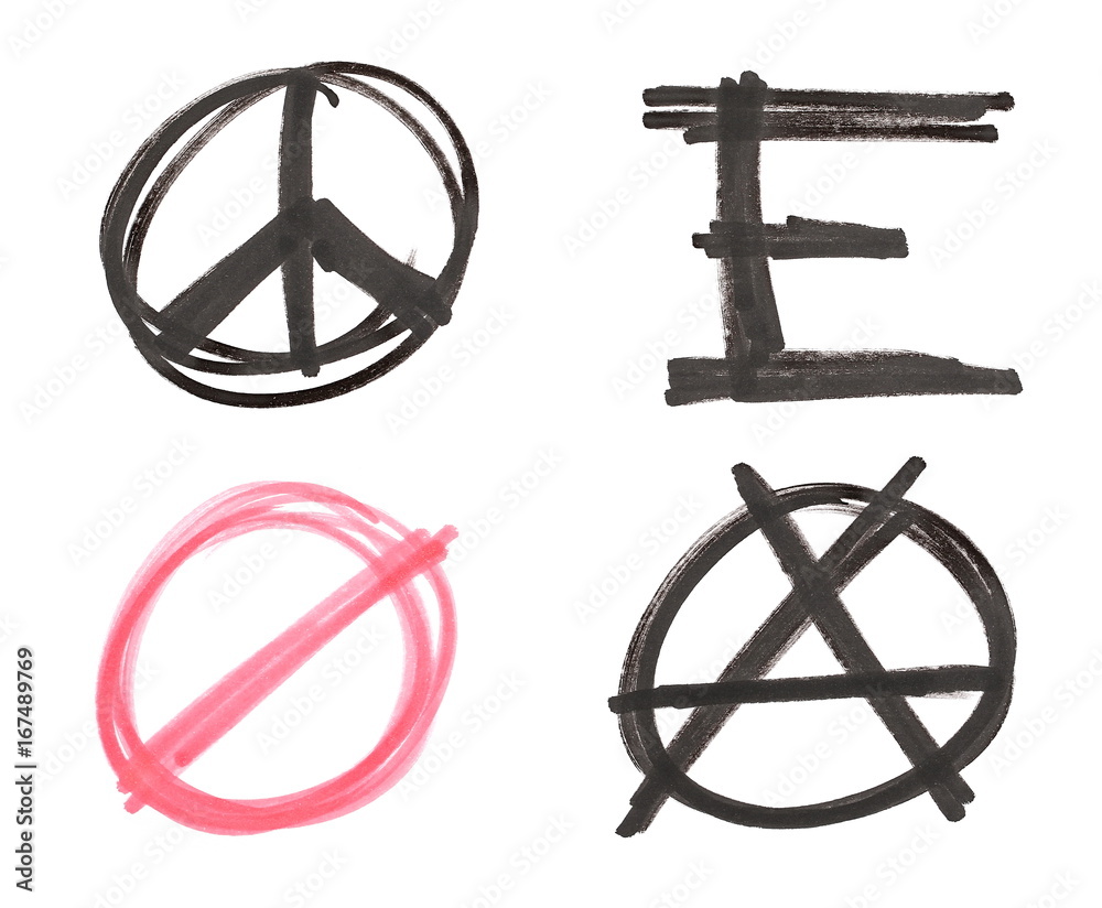 sign of peace, punk, symbol stop, black marker isolated on white background sign of peace, punk, symbol stop, black marker isolated on white background