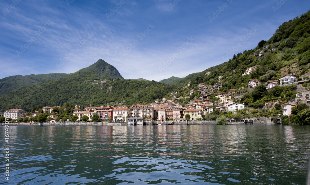 View from Lake Maggiore on Cannero Riviera - Cannero Riviera , Lake Maggiore, Lombardy, Italy, Europe