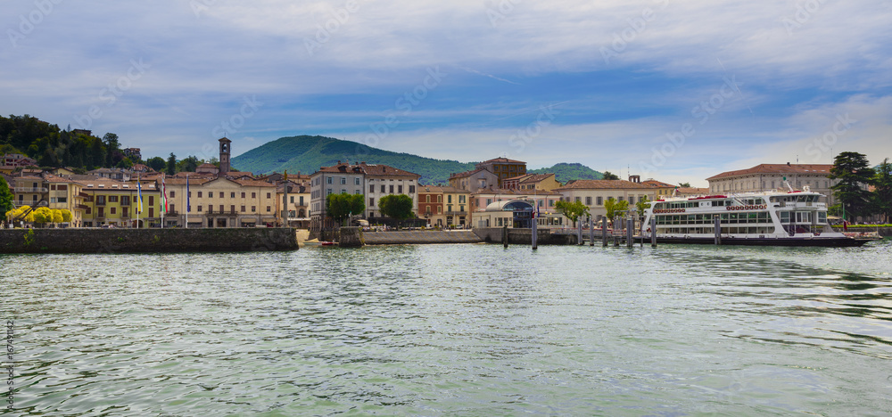 The port of Luino at Lake Maggiore - Luino, Lake Maggiore, Lombardy, Italy, Europe