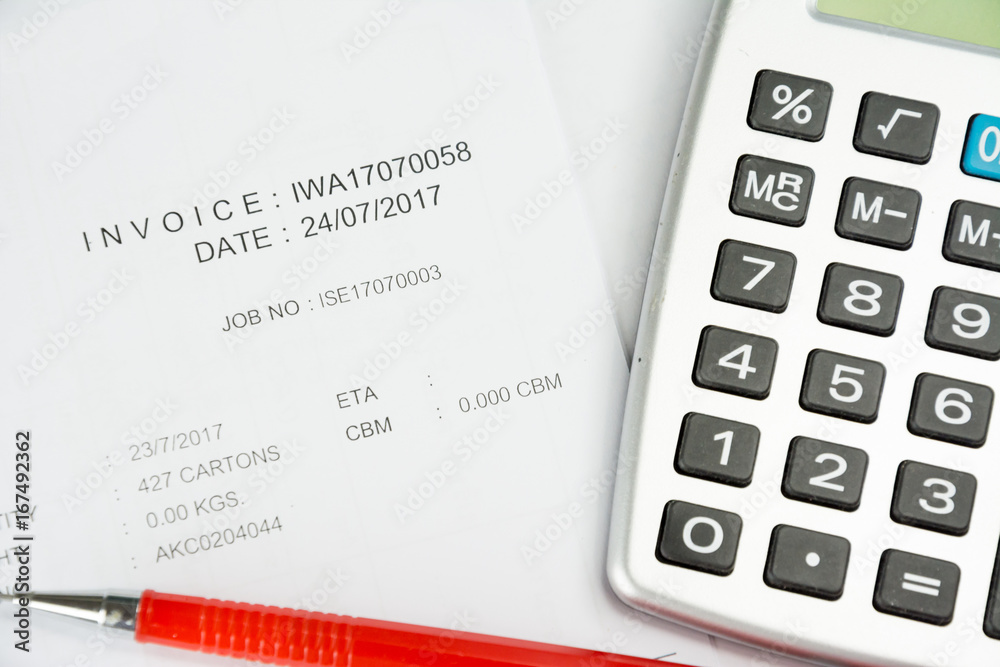 Invoice paper for business document check and calculate Invoice paper for business document check and calculate