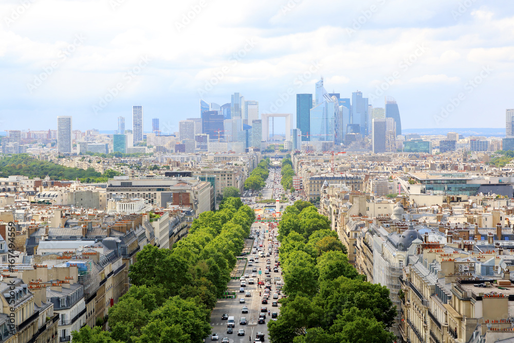 Skyline of Paris city towards La Defense district