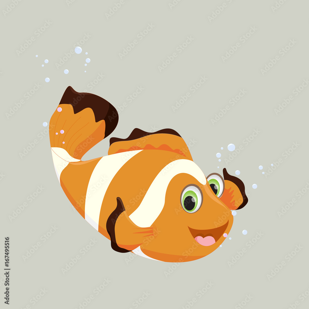 Cute clown fish cartoon Stock Vector | Adobe Stock
