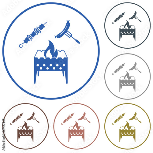 Brazier, kebab and sausage icon