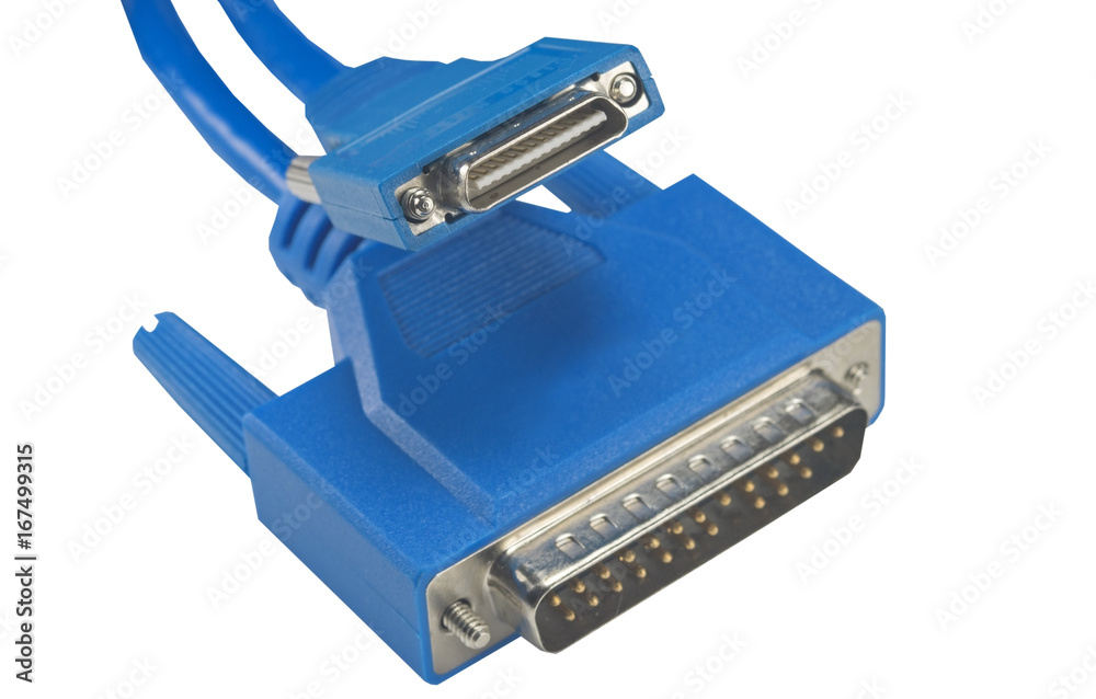 blue connector for computer on white blue connector for computer on white