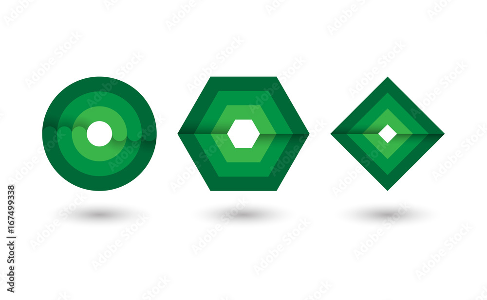 Abstract green geometric Infinite loop icon set