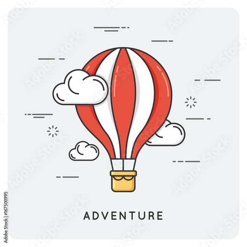 Adventure and exploration. Flat thin line concept.