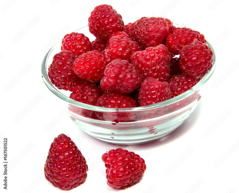 ripe raspberries isolated on white background close up ripe raspberries isolated on white background close up